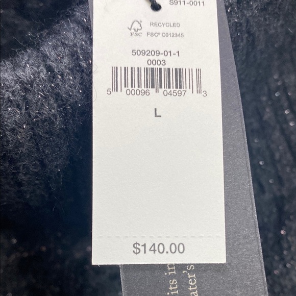 Banana Republic NEW Charcoal Sweater SZ L Metallic cable alpaca blend holiday - Picture 5 of 7